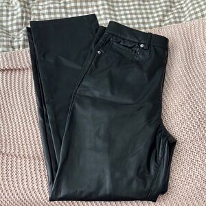 H&M Black Straight Leg Faux Leather Pants